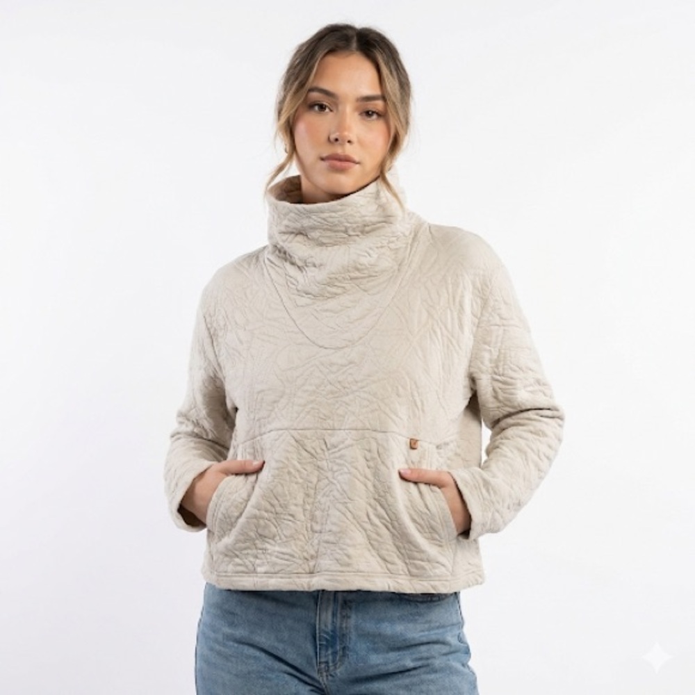 Indyeva Women Relevo Textured Funnel Neck Sweater Beige large